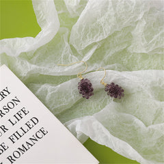 Purple Transparent Resin & 18K Gold-Plated Grape Bunch Drop Earrings