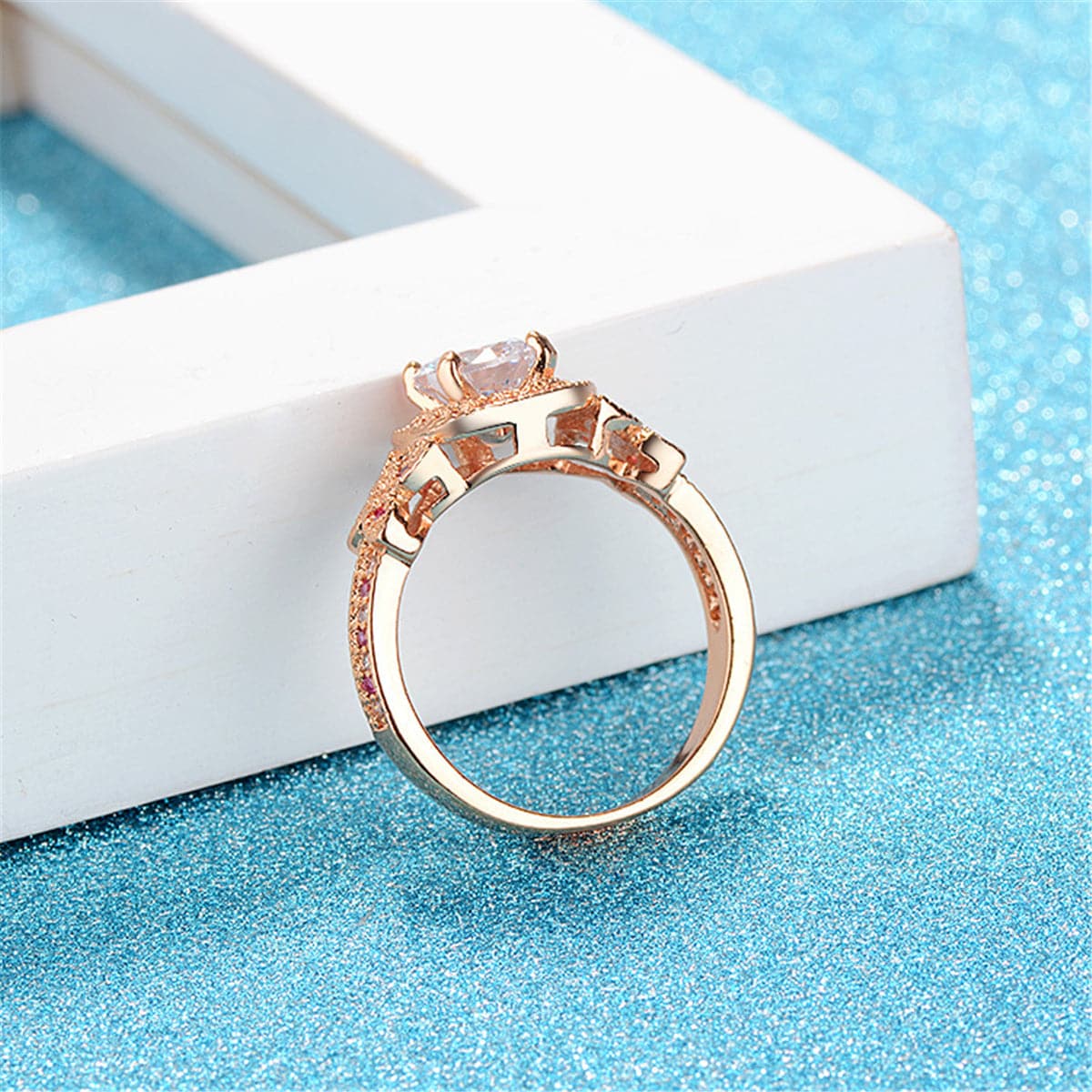 Clear Crystal & Red Cubic Zirconia Hola Ring Set