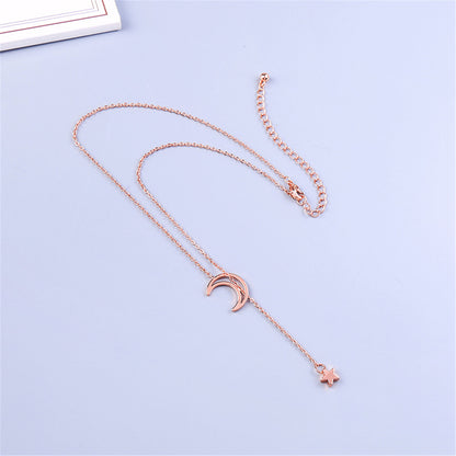 18K Rose Gold-Plated Moon & Star Pendant Necklace