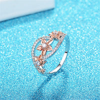 Crystal & Cubic Zirconia Link Floral Ring