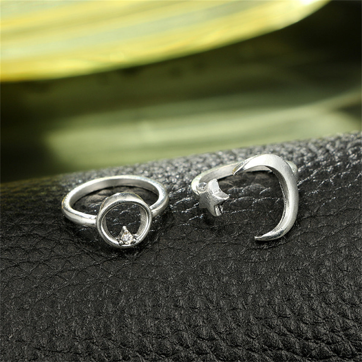 Cubic Zirconia & Silver-Plated X Celestial Bypass Ring Set