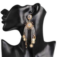 Cubic Zirconia & Crystal Star Tassel Drop Earrings