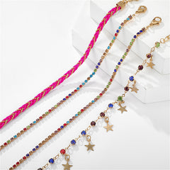 Pink & 18K Gold-Plated Star Anklet Set