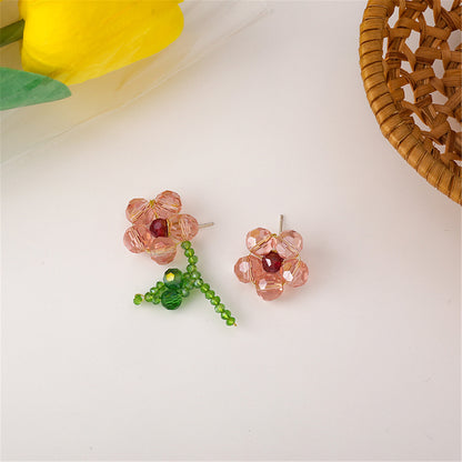 Red Acrylic and 18K Gold-Plated Flower Stud Earrings, gold stud earrings for women, botanical inspired, lifestyle look