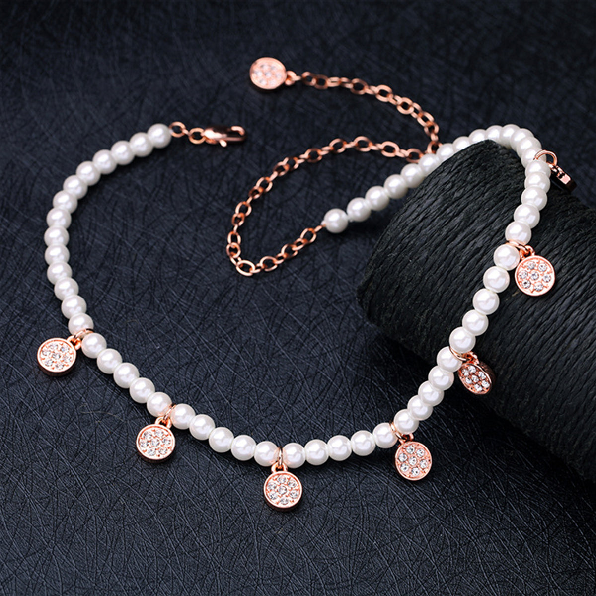 Cubic Zirconia & Pearl Station Necklace