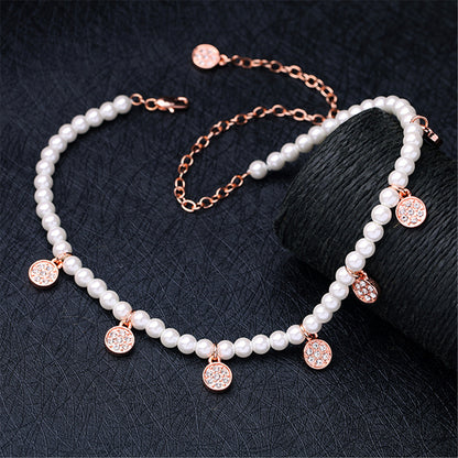 Cubic Zirconia & Pearl Station Necklace