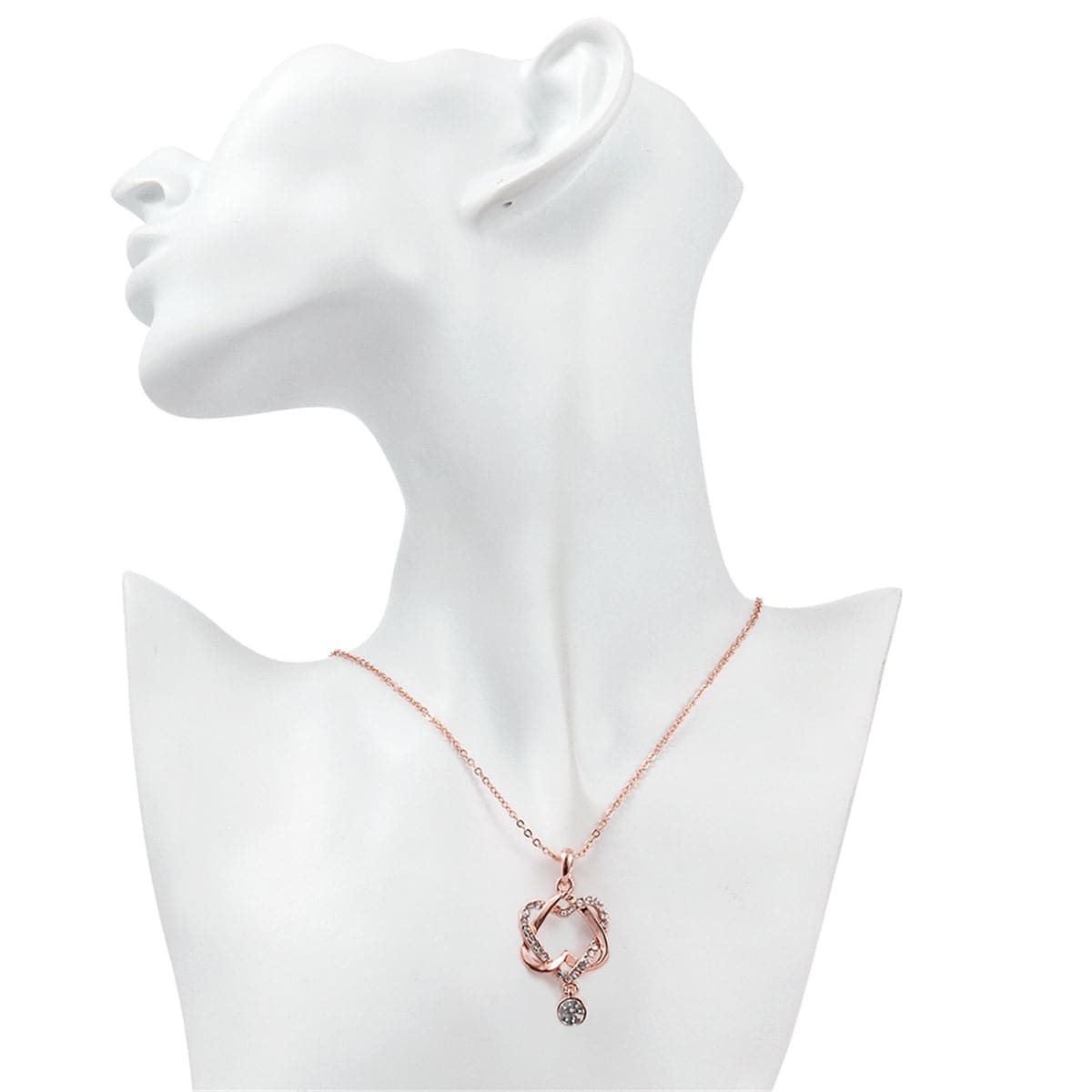 Cubic Zirconia & Rose Goldtone Crisscross-Heart Pendant Necklace - streetregion