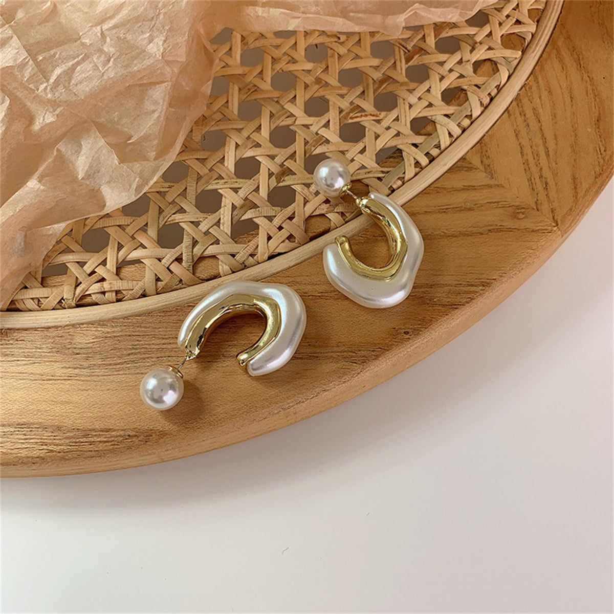 Pearl & 18K Gold-Plated Half-Hoop Ear Jackets