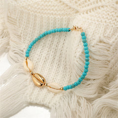 Howlite & Shell 18K Gold-Plated Beaded Seashell Anklet