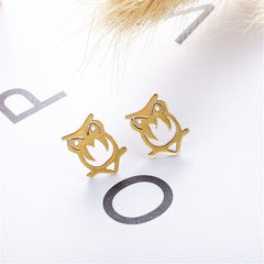 18K Gold-Plated Owl Stud Earrings