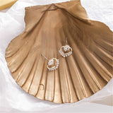 Pearl & Cubic Zirconia Heart Stud Earrings