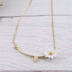 White Enamel & 18K Gold-Plated Daisy Pendant Necklace