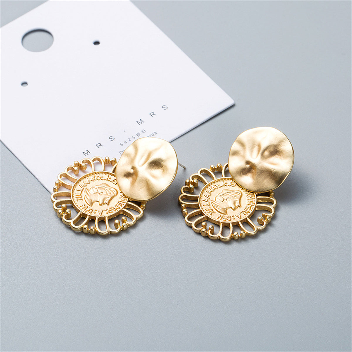 18K Gold-Plated Queen Coin Drop Earrings
