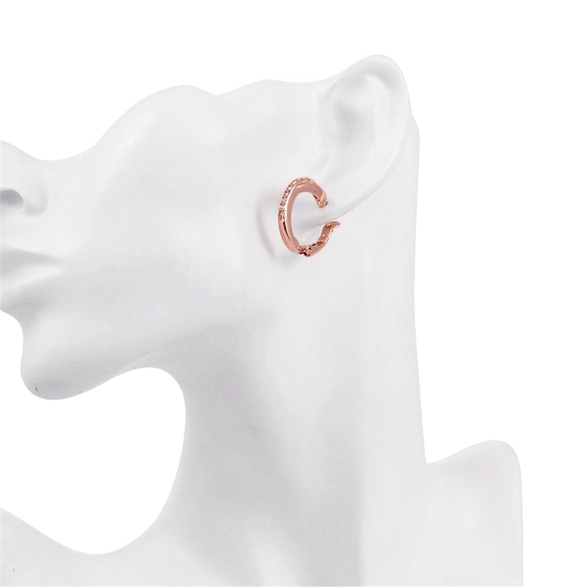 Cubic Zirconia & 18K Rose Gold-Plated Hoop Earrings