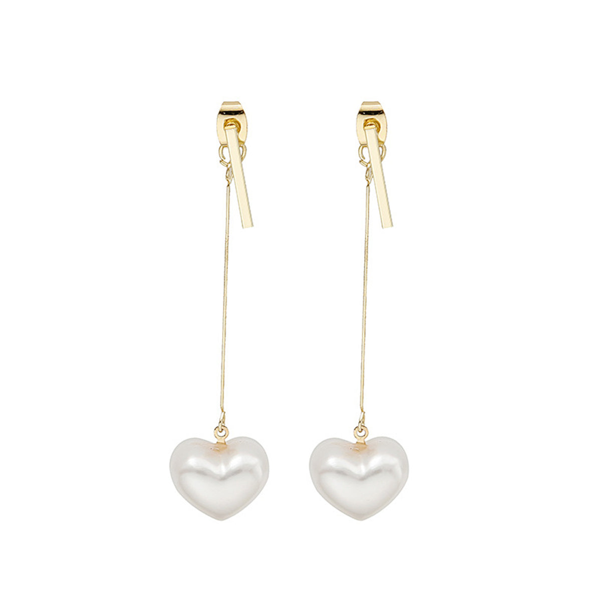 Pearl & 18K Gold-Plated Heart Ear Jackets