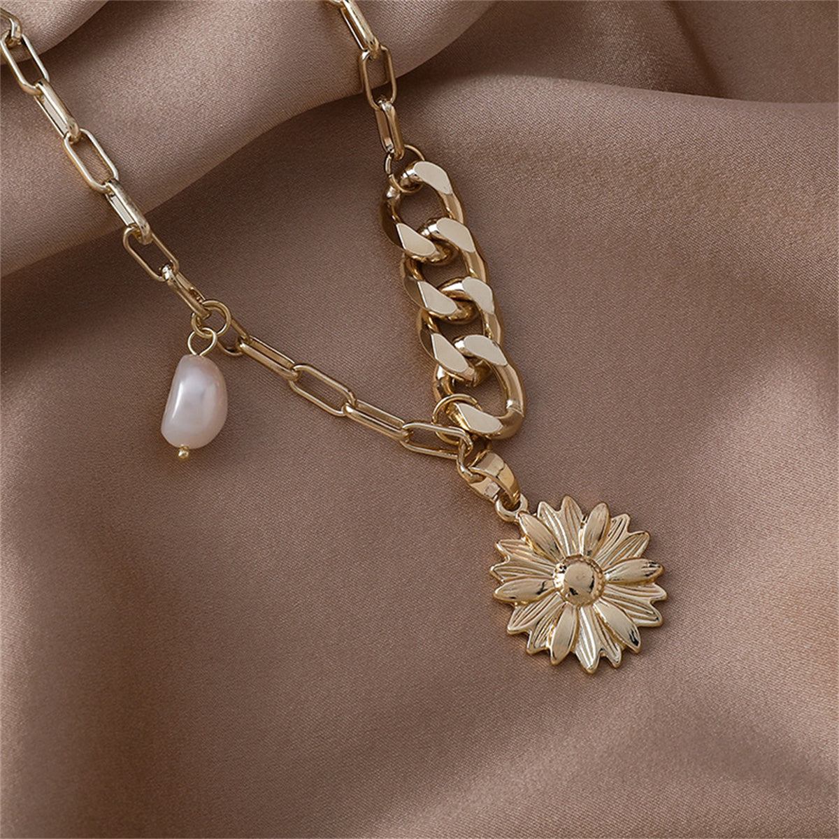 Pearl & 18K Gold-Plated Mum Pendant Necklace