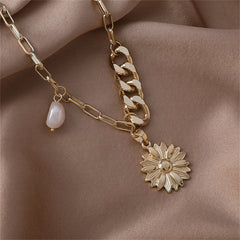 Pearl & 18K Gold-Plated Mum Pendant Necklace