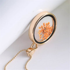 Pink Gypsophila & Resin Round Pendant Necklace