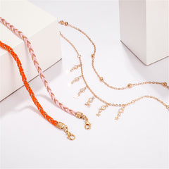 Cubic Zirconia & Orange Star Anklet Set