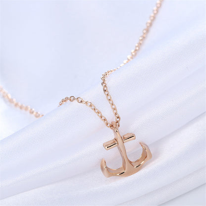 18K Gold-Plated Anchor Pendant Necklace, gold pendant necklace for women, dainty minimalist design, detail close-up
