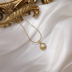 Pearl & 18K Gold-Plated Flower Pendant Necklace