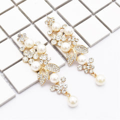 Pearl & Cubic Zirconia 18K Gold-Plated Flower Drop Earrings