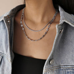 Silver-Plated Intertwined Layered Necklace