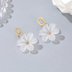 Cubic Zirconia & Acrylic 18K Gold-Plated Flower Drop Earrings