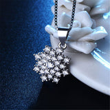 cubic zirconia & Silver-Plated Snowflake Pendant Necklace - streetregion