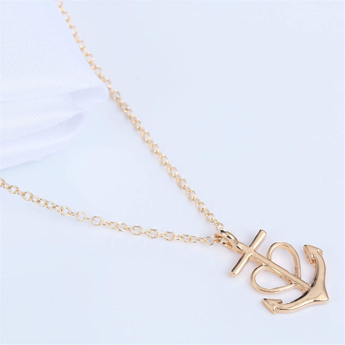 18K Gold-Plated Heart Anchor Pendant Necklace