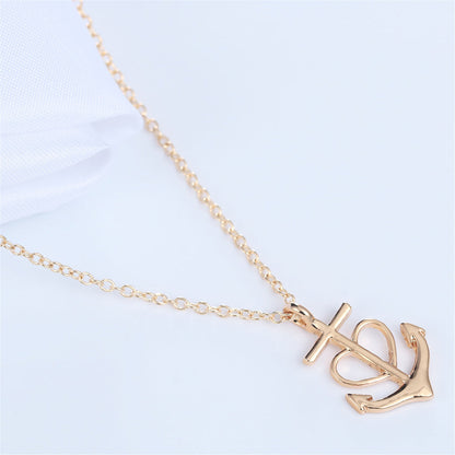 18K Gold-Plated Heart Anchor Pendant Necklace, gold pendant necklace for women, everyday style, lifestyle look