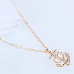 18K Gold-Plated Heart Anchor Pendant Necklace