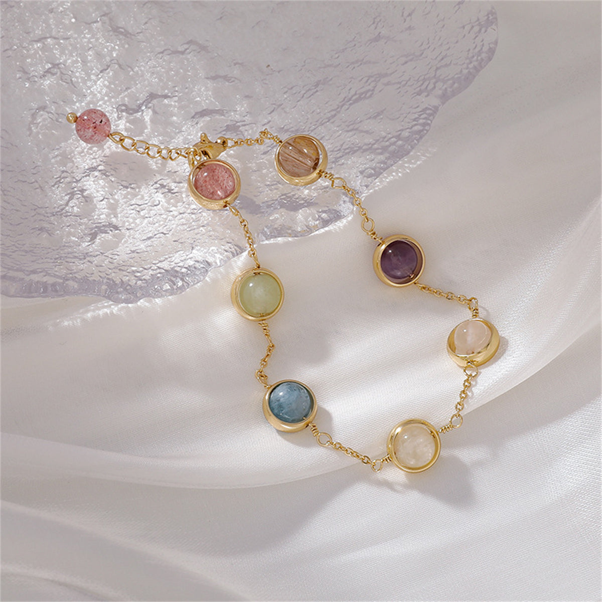 Multicolor Crystal & 18K Gold-Plated Station Bracelet