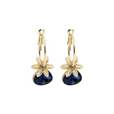 Navy Crystal & Cubic Zirconia Floral Triangle Drop Earrings