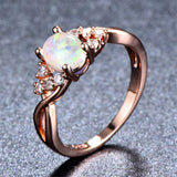 Opal & 18k Rose Gold Crystal-Accent Twist Ring