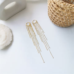 18K Gold-Plated Heart Tassel Huggie Earrings