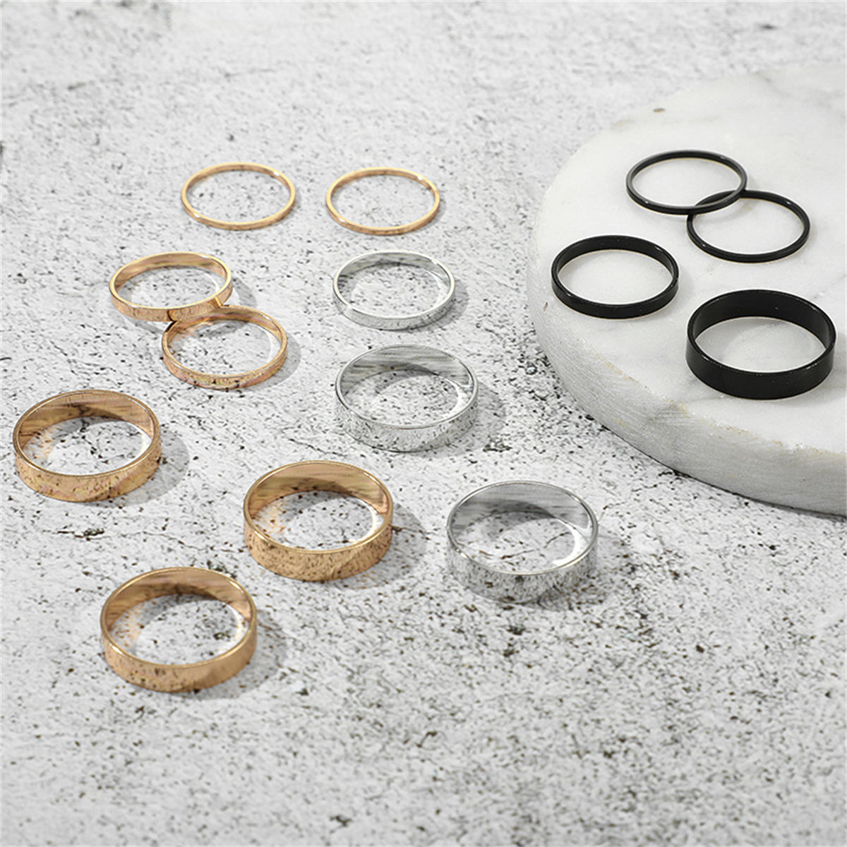 Tri-Tone Band Ring Set