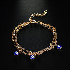 Blue & 18K Gold-Plated Evil Eye Layered Anklet