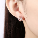 Cubic Zirconia & Rose Goldtone Tri-Stone Stud Earrings - streetregion