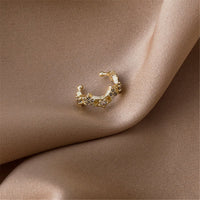 Cubic Zirconia & Goldtone Star Clip-On Earrings