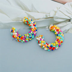 Multicolor Howlite & 18K Gold-Plated Beaded Hoop Earrings
