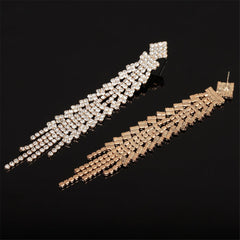 Cubic Zirconia & 18K Gold-Plated Tassel Pavé Drop Earrings