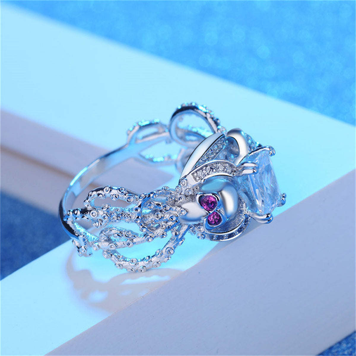 Crystal and Cubic Zirconia Openwork Skull Ring, statement rings for women, vintage-inspired design, styled look