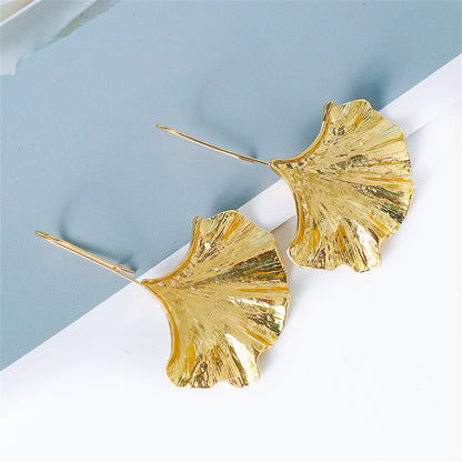 18K Gold-Plated Lotus Leaf Drop Earrings, gold drop earrings for women, botanical inspired, side view