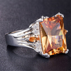 Champagne Crystal & cubic zirconia Princess-Cut Ring - streetregion