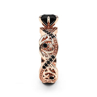 Black Cubic Zirconia & 18k Rose Gold-Plated Ring