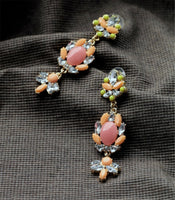 Cubic Zirconia & 18k Gold-Plated Marquise Cluster Drop Earrings
