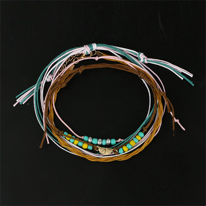 Turquoise and Yellow Multi-Strand Anklet Set, jewelry gift sets for women, vintage-inspired design, lifestyle look