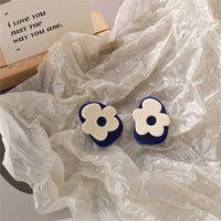 Blue & White Floral Stud Earrings