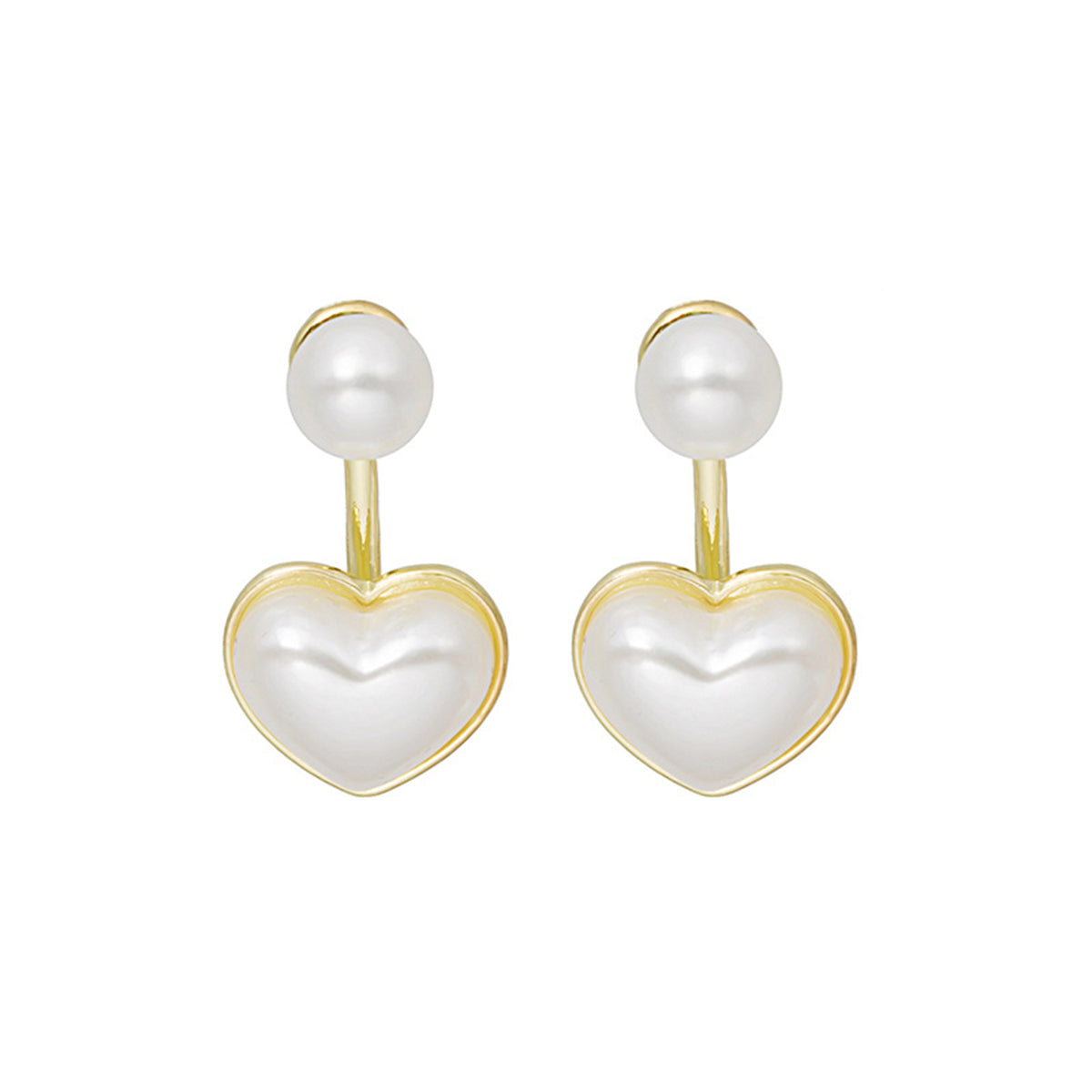 Pearl & 18K Gold-Plated Heart Ear Jackets